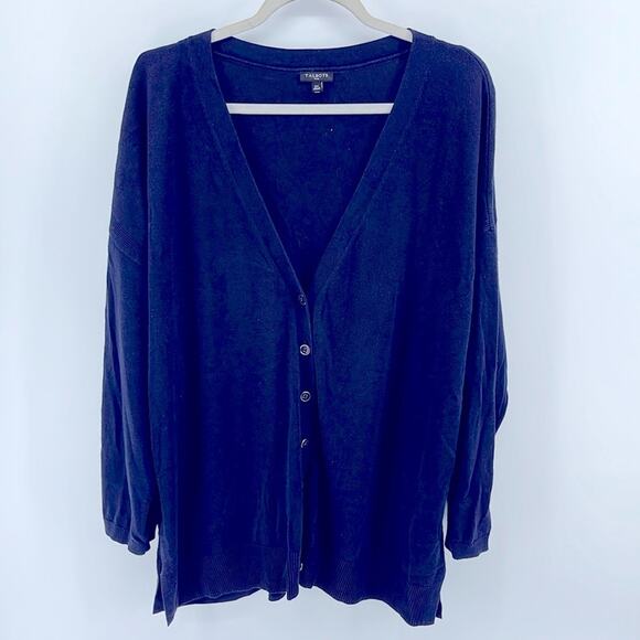 Talbots cotton blend V-neck button up knit sweater cardigan sz 2X - Picture 1 of 6